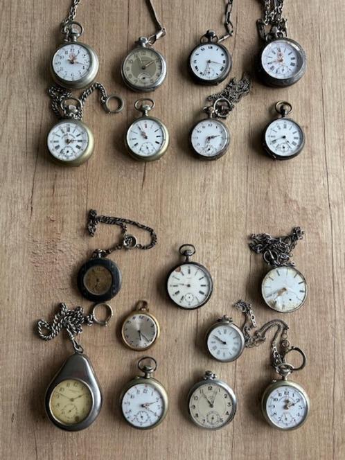 COLLECTIE VAN 17 OUDE ZAKHORLOGES, Handtassen en Accessoires, Horloges | Antiek, Zakhorloge, Ophalen