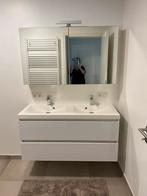 Wit Badkamermeubel +glazen douchenscherm + douchebak, Spiegelkast, Zo goed als nieuw, Ophalen