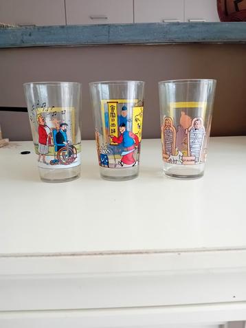 3 glazen Tintin Amora 1994 10 cm, nieuw