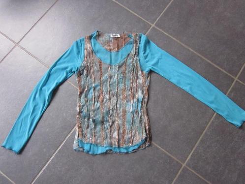 Sophyline blauw-bruin bloesje, Kleding | Dames, Blouses en Tunieken, Zo goed als nieuw, Maat 36 (S), Blauw, Ophalen of Verzenden