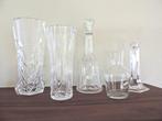 Kristal , glas : 3 vazen, 1 karaf en kandelaar., Antiek en Kunst, Antiek | Glaswerk en Kristal, Ophalen
