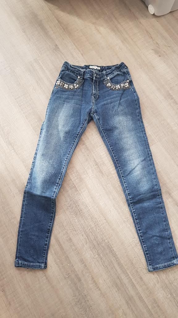 broek jeans parels maat 164, Ophalen of Verzenden, Zo goed als nieuw, Meisje, Broek