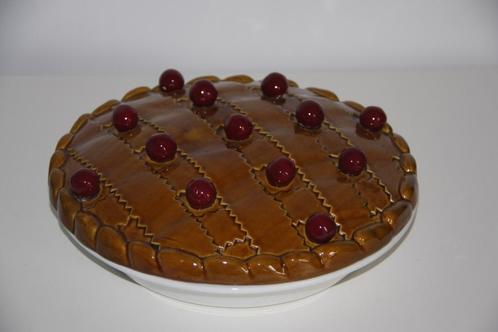 Vintage taartschotel met kersentaart deksel, Antiek en Kunst, Antiek | Schalen, Ophalen of Verzenden