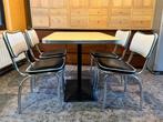 retro vintage eet tafel met 4 stoelen, 50 tot 100 cm, Metaal, Gebruikt, Rechthoekig