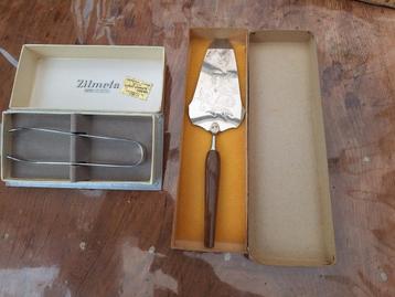 Vintage taartenschepper en suikertang, Enlèvement, Comme neuf