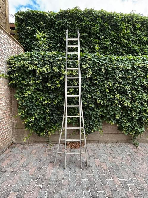 Dubbele ladder 2x13 sporten - 6,5 meter, Doe-het-zelf en Bouw, Ladders en Trappen, Gebruikt, Ladder, 4 meter of meer, Opvouwbaar of Inschuifbaar