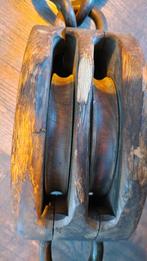 Palan double en bois vintage, Antiquités & Art, Antiquités | Outils & Instruments, Enlèvement ou Envoi