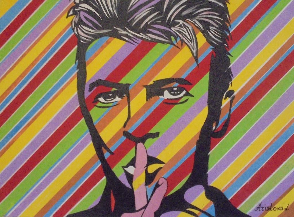 olieschilderij popart David Bowie (60x80 cm), Antiek en Kunst, Ophalen of Verzenden