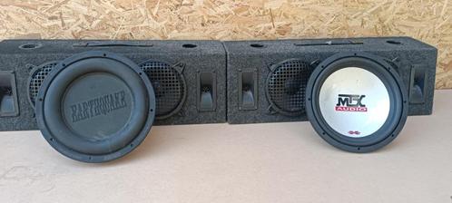 2x Auto Subwoofer 12" + 2x Speakerboxen – Earthquake, MTX &, Auto diversen, Autospeakers, Gebruikt, Ophalen