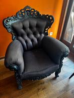 Barokstijl fauteuil / armstoel – zwart, Huis en Inrichting, Fauteuils, Ophalen, Gebruikt, Hout, 75 tot 100 cm