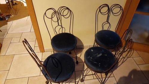 4 chaises fer forgé., Antiquités & Art, Curiosités & Brocante, Enlèvement ou Envoi
