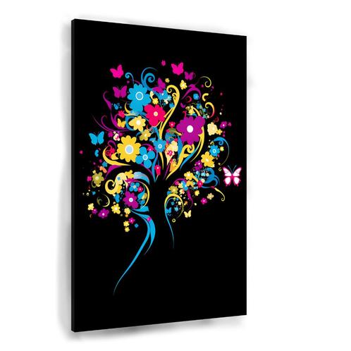 Toile Danse des Papillons et Fleurs 50x70cm - 18mm., Maison & Meubles, Accessoires pour la Maison | Peintures, Dessins & Photos
