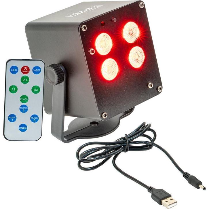 4 x 3 Wat RGB Led Wash Effect in zakformaat op Accu, Muziek en Instrumenten, Licht en Laser, Nieuw, Ophalen of Verzenden