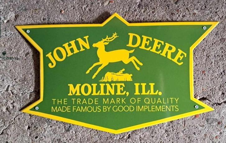 John Deere moline emaillen reclame bord USA tractor borden, Verzamelen, Merken en Reclamevoorwerpen, Zo goed als nieuw, Reclamebord