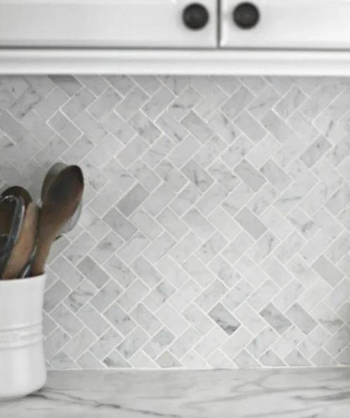 Supermooie Marmer visgraat-mozaïek 30  30 cm –  8 m² NIEUW, Doe-het-zelf en Bouw, Tegels, Nieuw, Wandtegels, Marmer, Minder dan 20 cm