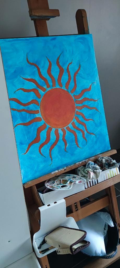 Schildersezel studio ezel Mabef, beukenhout met grote bak, Hobby en Vrije tijd, Schilderen, Gebruikt, Ezel, Ophalen