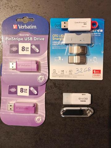Diverses clé USB 8 / 32 / 64 GB, Informatique & Logiciels, Clés USB, Enlèvement, Neuf, 8 GB