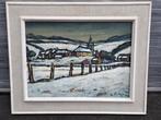 huile sur panneau village enneige  signe georges remy, Antiek en Kunst, Kunst | Schilderijen | Klassiek, Ophalen of Verzenden