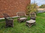 Rieten tuinset oud, Tuin en Terras, Ophalen, Gebruikt, Bank, Tuinset