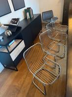 4x vintage draadstaal slede stoelen, Huis en Inrichting, Ophalen, Gebruikt, Vier, Metaal
