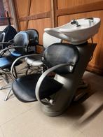 Wasbak met bijhorende kappersstoelen, Huis en Inrichting, Stoelen, Ophalen, Gebruikt, Zwart