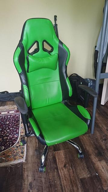Groene Gaming Stoel met Verstelbare Armleuningen, Huis en Inrichting, Bureaustoelen, Ophalen, Gebruikt, Gaming bureaustoel, Bureaustoel