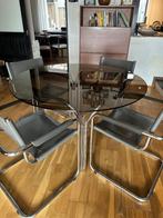 Te koop: Vintage design eettafel met glasblad – €350, Huis en Inrichting, Tafels | Eettafels, Ophalen, Zo goed als nieuw, Glas