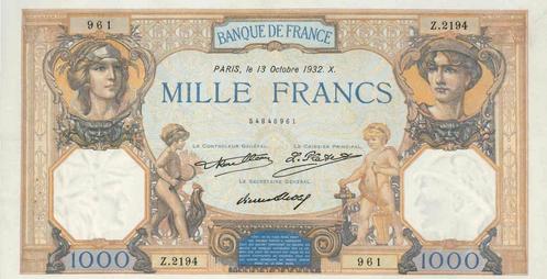 1000 Francs CÉRÈS EN MERCURE FRANCE 1932 TTB, Postzegels en Munten, Bankbiljetten | Europa | Niet-Eurobiljetten, Setje, Frankrijk