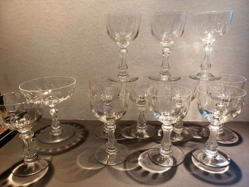 12 Val St Lambert glazen uit de "Olivier" serie., Antiek en Kunst, Antiek | Glaswerk en Kristal, Ophalen of Verzenden
