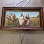 Grote religieuze prent achter glas - Christus met apostelen, Antiek en Kunst, Ophalen