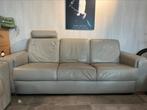 Grijze lederen 3zit, Huis en Inrichting, Ophalen, 250 tot 300 cm, Gebruikt, Driepersoons