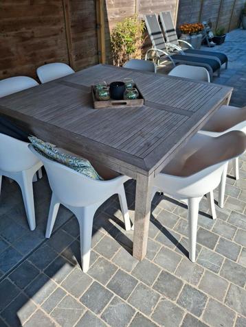 table de jardin 8 places, carrée, Enlèvement, Utilisé