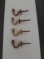 kledinghaken in messing, 4 stuks,vintage, Ophalen of Verzenden, Gebruikt, Wandhaken