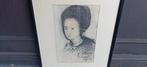 schilderij Koningin Fabiola 1964 gesigneerd, Ophalen of Verzenden, Gebruikt, Overige typen