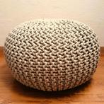 pouf tricot taupe Ø 50 cm, Ophalen, Zo goed als nieuw, Bohème moderne, Stof