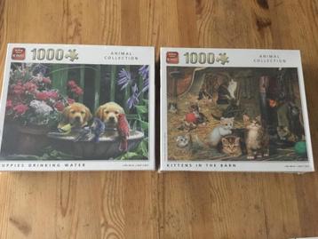 2 puzzels dieren 1000 st, nieuw