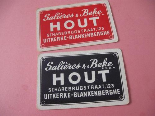 2 oude speelkaarten Beke hout , Uitkerke Blankenberghe (95), Verzamelen, Speelkaarten, Jokers en Kwartetten, Gebruikt, Speelkaart(en)