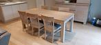 Eettafel + 6 stoelen, 200 cm of meer, 50 tot 100 cm, Rechthoekig, Eikenhout