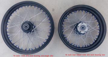 set wielen 16 inch achter, 19 inch voor met 3/4 inch lagers beschikbaar voor biedingen