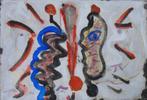 FRED BERVOETS / COMPOSITIE / ZW-W ETS + GOAUCHE / 78x107cm, Antiek en Kunst, Kunst | Litho's en Zeefdrukken, Ophalen