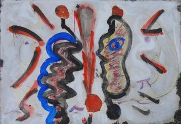 FRED BERVOETS / COMPOSITIE / ZW-W ETS + GOAUCHE / 78x107cm beschikbaar voor biedingen