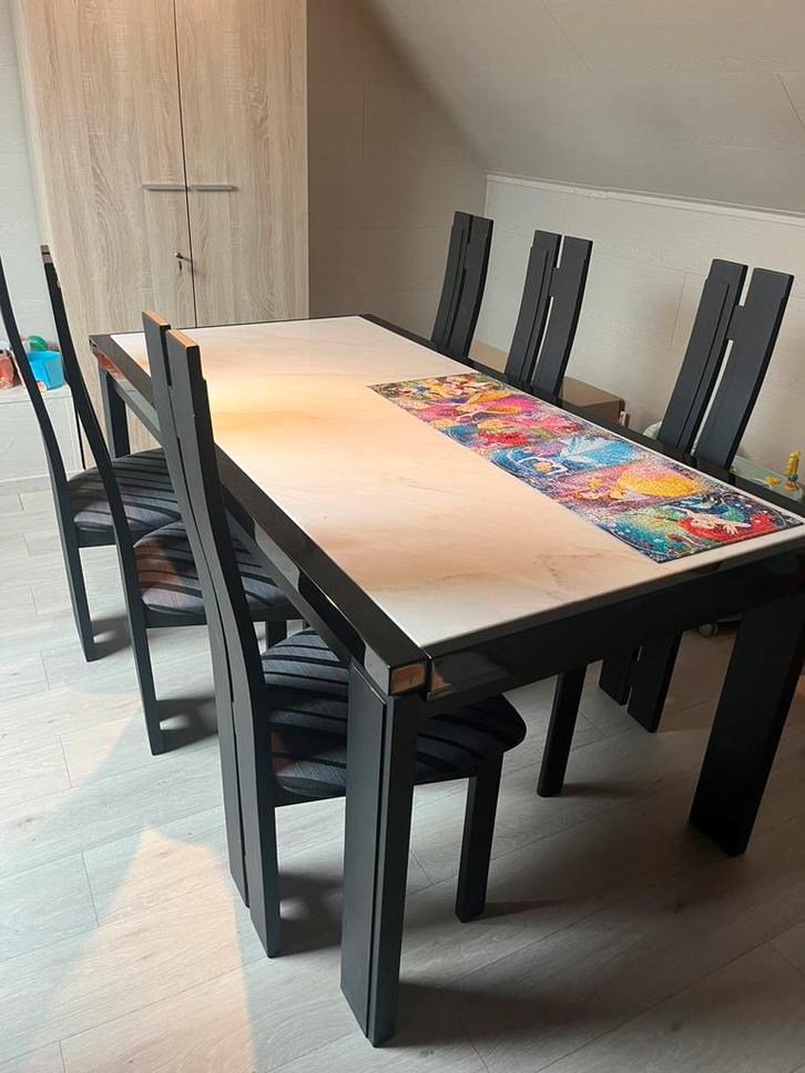 Eettafel met 6 stoelen, Huis en Inrichting, Complete eetkamers, Gebruikt, 6 tot 8 stoelen, Ophalen