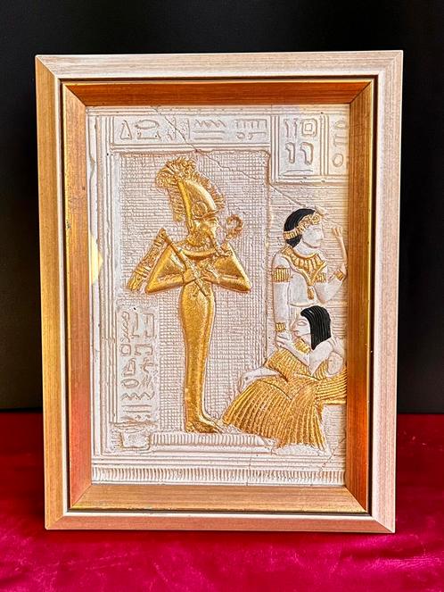 Prachtig Egypte kunstwerk in kader afgewerkt met plat goud, Huis en Inrichting, Woonaccessoires | Schilderijen, Tekeningen en Foto's