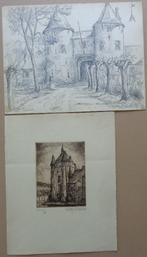 ANTOON-JULES VAN HOECKE / LOT 2 STUKS / ORIGINEEL / 28x36cm, Antiek en Kunst, Ophalen of Verzenden