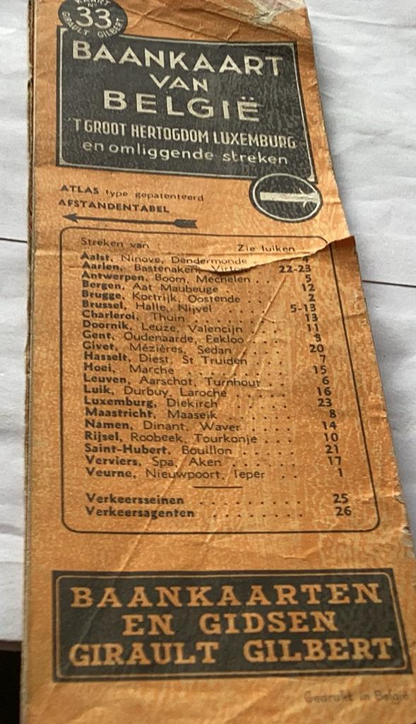 Baankaart van Belgie, Ophalen of Verzenden, Zo goed als nieuw, België