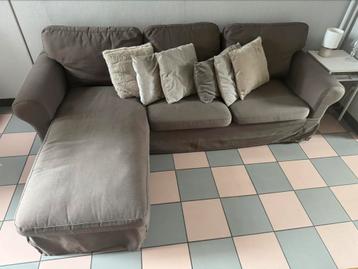 EKTORP Canapé 3 places avec méridienne, Hakebo gris foncé, Enlèvement, Utilisé, Tissus, Divan