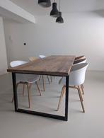 Houten eettafel met stalen poten (240 x 90 cm), Huis en Inrichting, Tafels | Eettafels, Ophalen, Gebruikt, 200 cm of meer, 50 tot 100 cm
