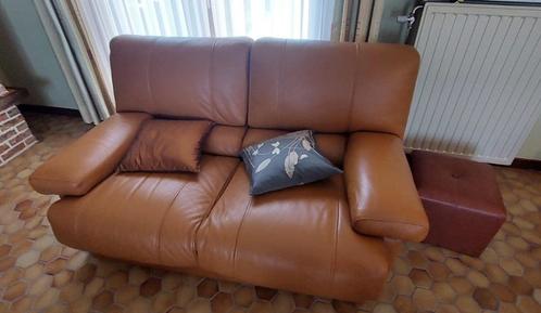 Lederen lounge met 6 zitplaatsen, Huis en Inrichting, Zetels | Zetels, Zo goed als nieuw, Rechte bank, Vierpersoons of meer, Leer