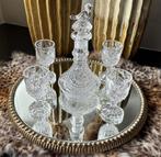 Vintage Hofbauer kristal THE BYRDES vogel karaf met 4 glazen, Antiek en Kunst, Ophalen