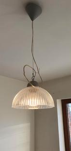 hanglamp met glazen kap en zilverkleurig kapje, 50 tot 75 cm, Design, Ophalen of Verzenden, Zo goed als nieuw